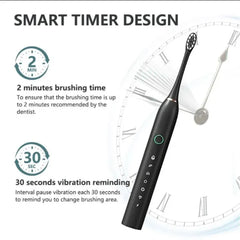 6-Mode Sonic Electric Toothbrush – Rechargeable with Smart Timer & 4 Brush Heads